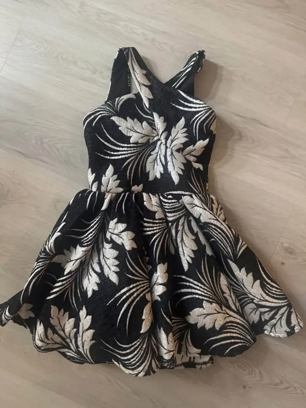 Miss Behave Girls Size 12 Black Crossover Neck Fit & Flare Party Dress